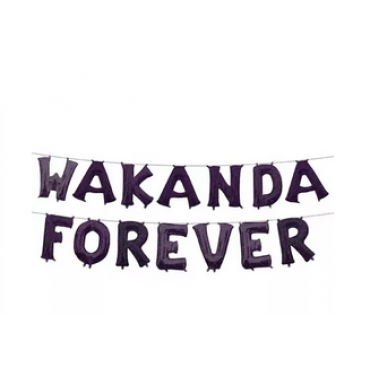 Air-Filled Wakanda Forever Foil Balloon Banner Kit - Black Panther