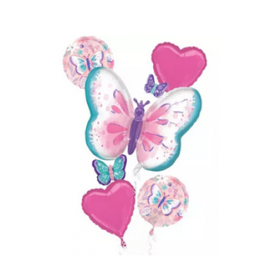 Fluttering Butterflies Foil Balloon Bouquet, 5pc