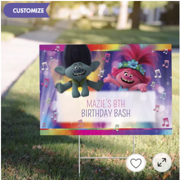 Custom Trolls World Tour Yard Sign