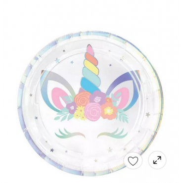 Iridescent Unicorn Party Dessert Plates 8ct