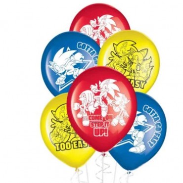 Sonic the Hedgehog Latex Balloons, 12in, 6ct