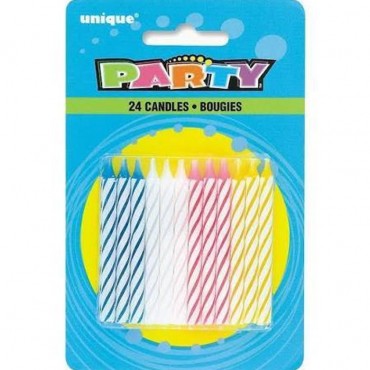 Spiral Birthday Candles, Multi-Colored-24 pack